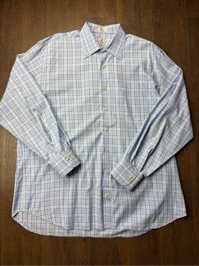 Peter Millar Light Blue Plaid Long-Sleeve Dress Shirt